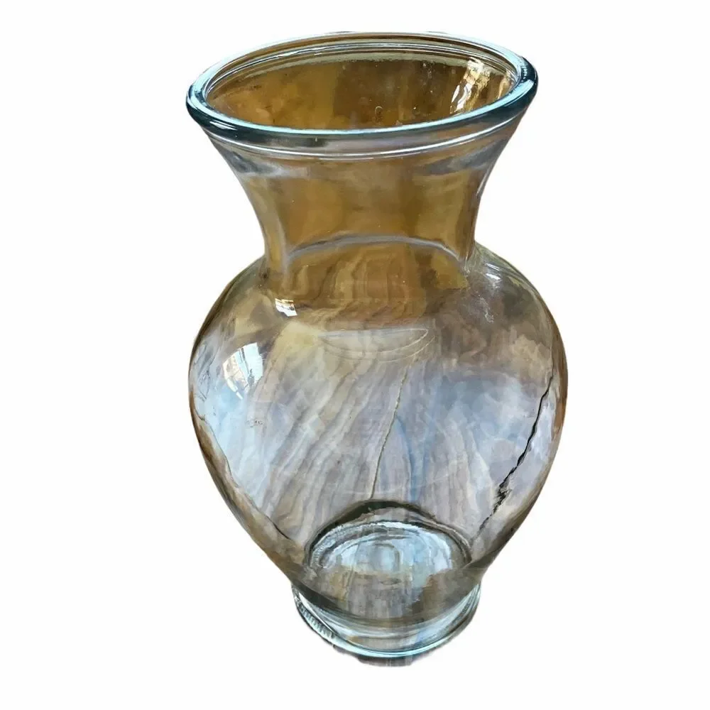 Pretty Tall Hourglass Clear  Glass Vase